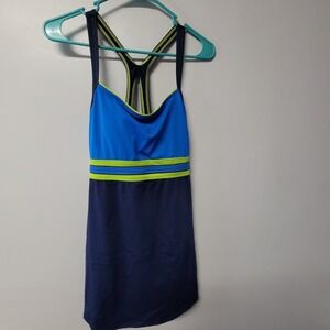 Speedo Endurance Girls Swim Dress Navy Blue Neon Green Size 16 NWT 7231230